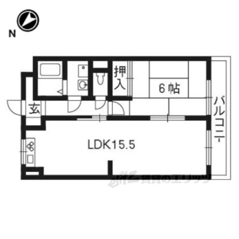 シャトー洗堰2(1LDK/2階)の間取り写真