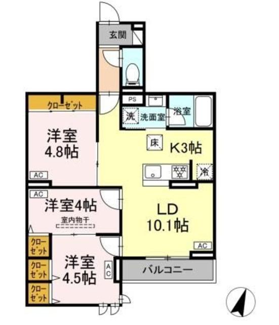 セレスティア中央 II(3LDK/3階)の間取り写真
