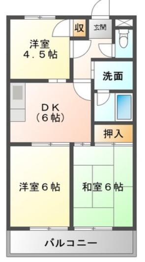 ベルフォーレ日根野(3DK/3階)の間取り写真