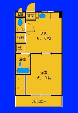 MTビル(1DK/2階)の間取り写真