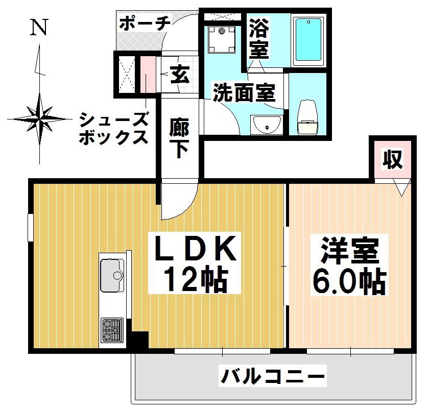 メゾンちかま(1LDK/1階)の間取り写真