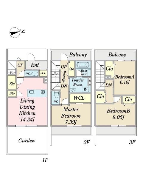 レジデンシャルジェム姪浜駅(3LDK/1階)の間取り写真