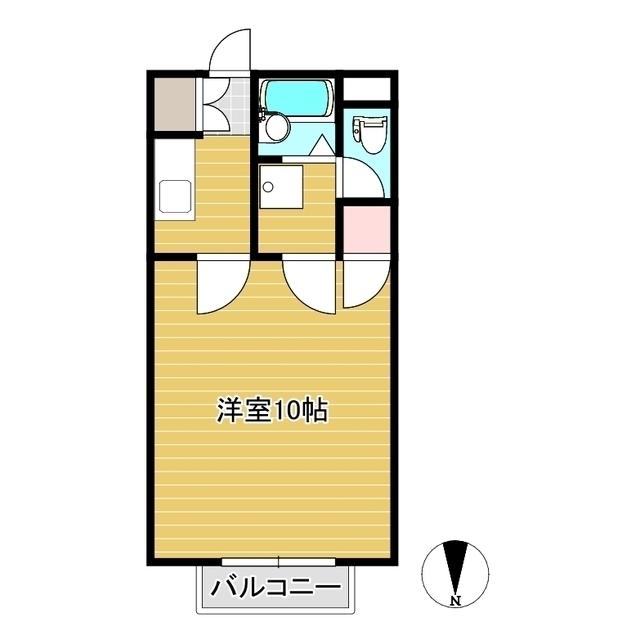 ルバンヴェール勝間田(1K/2階)の間取り写真