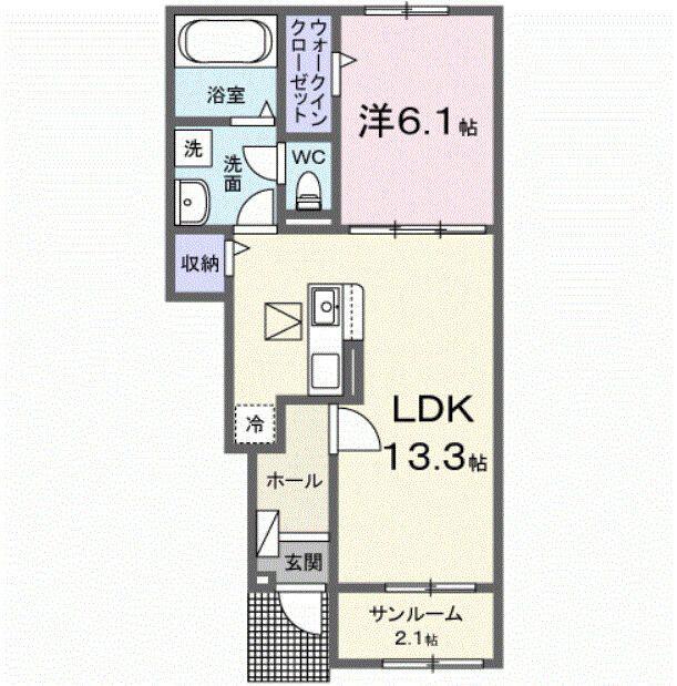 アルモニー(1LDK/1階)の間取り写真