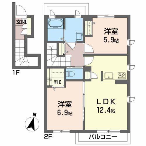 アミコート(2LDK/2階)の間取り写真