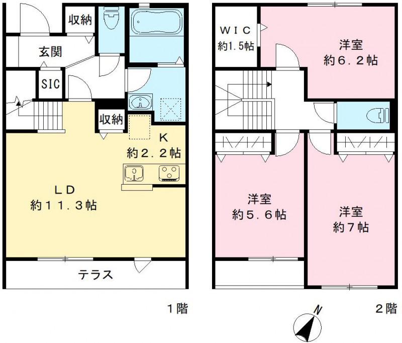 THE PARK.A・B棟(3LDK/2階)の間取り写真