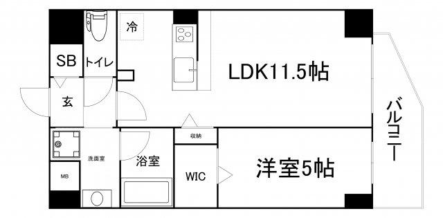 ルアナ北梅田(1LDK/1階)の間取り写真