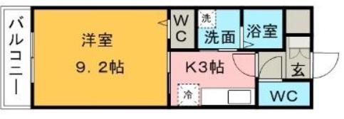 アイビーコート弐番館(1K/1階)の間取り写真
