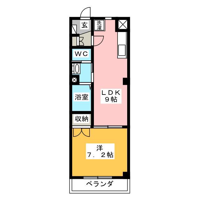 WAKABA ガーデンHILLS(1LDK/2階)の間取り写真