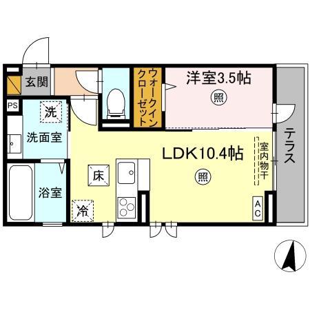 ソラーロ(1LDK/1階)の間取り写真