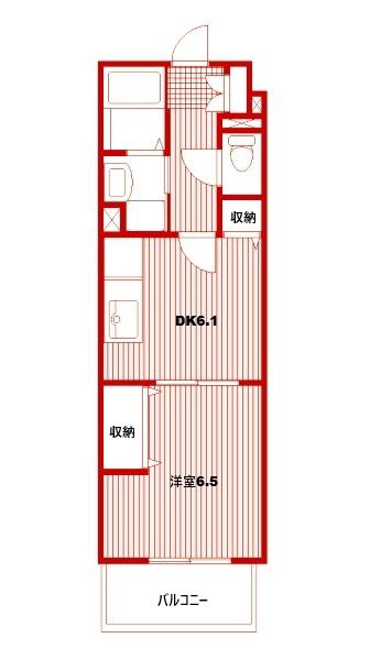 エヴァーグリーン新羽(1DK/2階)の間取り写真