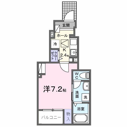 ベルソレイユ青木(1K/1階)の間取り写真