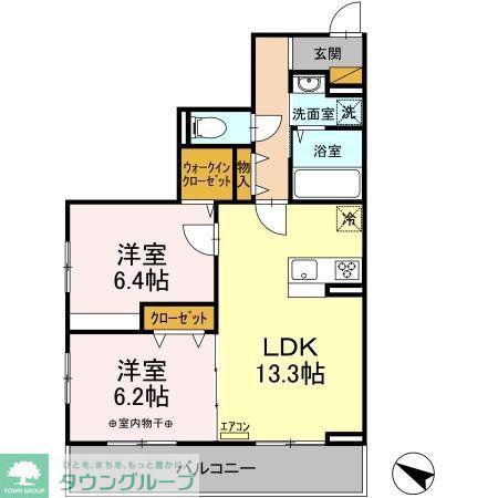 レジデンスヒルトップIX(2LDK/2階)の間取り写真