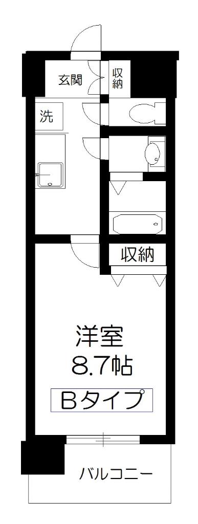 アーバンフラッツ長町(1K/9階)の間取り写真