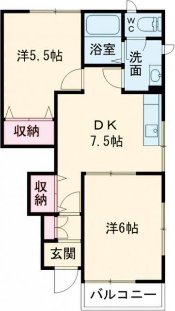 LA-LA HOUSEII(2DK/1階)の間取り写真