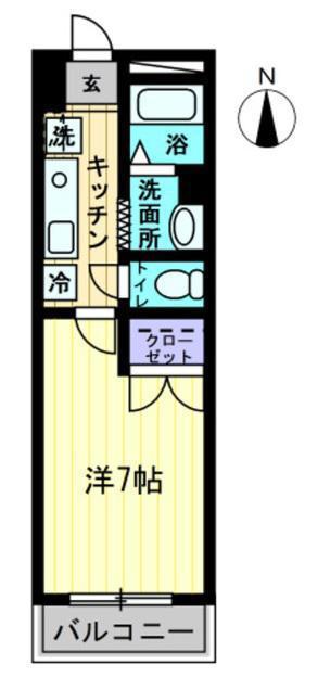 アイランドガーデン山田(1K/2階)の間取り写真