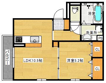 月西荘(1LDK/1階)の間取り写真