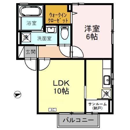 メゾンド・グリシーヌ(1LDK/2階)の間取り写真