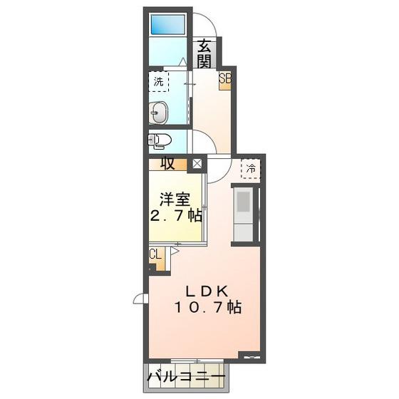 近鉄名古屋線 津駅 徒歩29分 2階建 築12年(1LDK/1階)の間取り写真