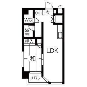 牛越橋ハイツ(1LDK/5階)の間取り写真