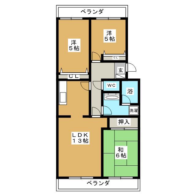 グリーンシャンテ(3LDK/1階)の間取り写真