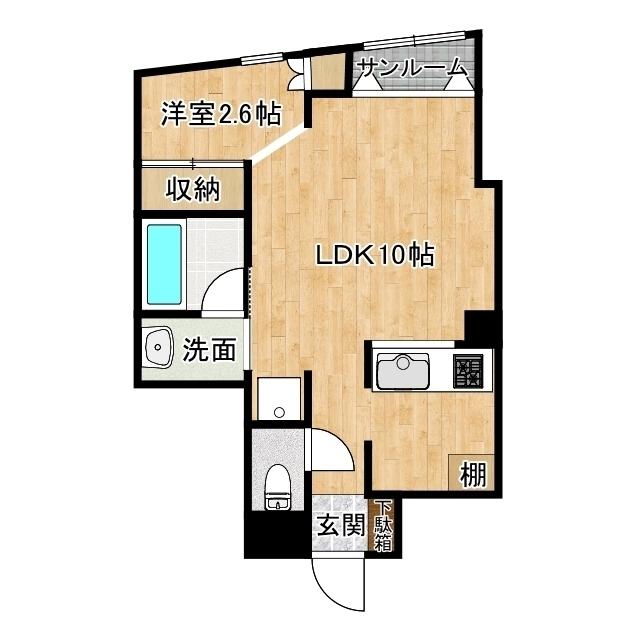 静岡鉄道静岡清水線 新静岡駅 徒歩4分 8階建 築21年(1LDK/6階)の間取り写真
