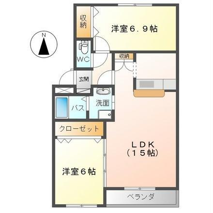 ファインルミナス・COCO(2LDK/3階)の間取り写真