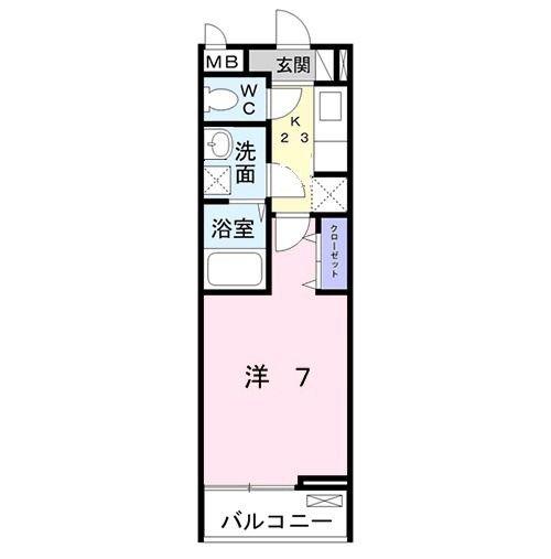 グレイスフルハイツV(1K/3階)の間取り写真