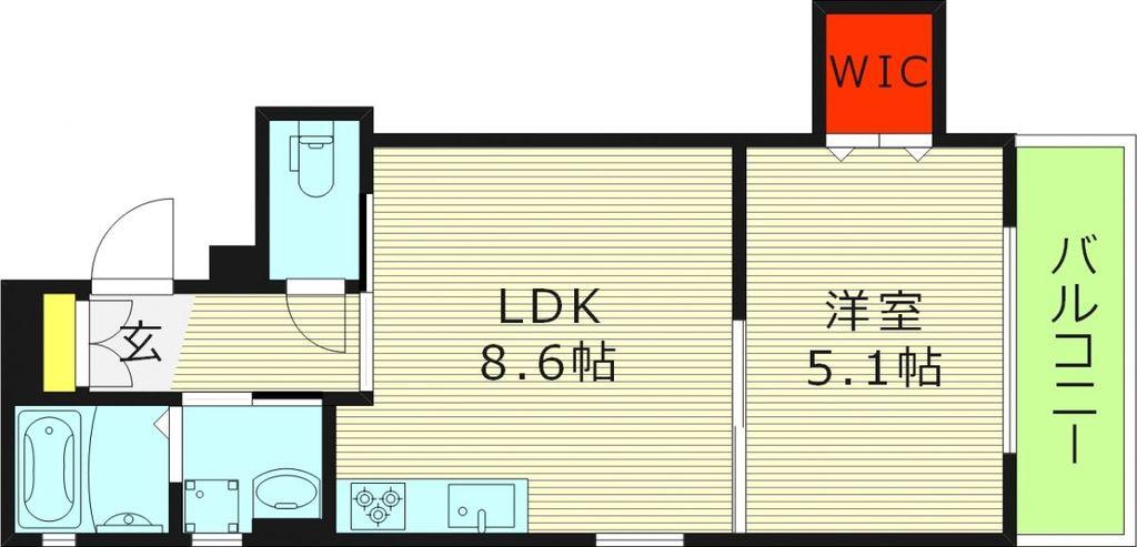 クリエオーレ中宮(1LDK/1階)の間取り写真