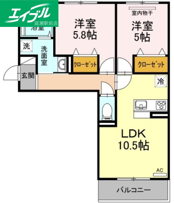 メゾンOTC(2LDK/3階)の間取り写真