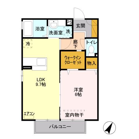 ラウンド ヒル205(1LDK/2階)の間取り写真