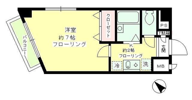 クレスト初台(1K/2階)の間取り写真