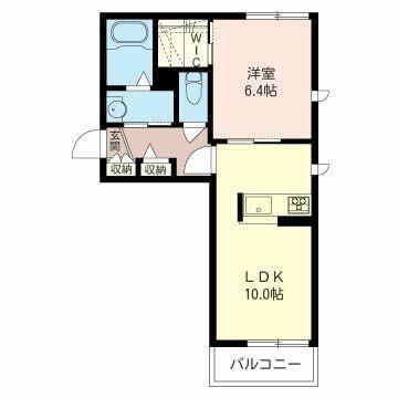パレス ハイブリッヂ(1LDK/2階)の間取り写真