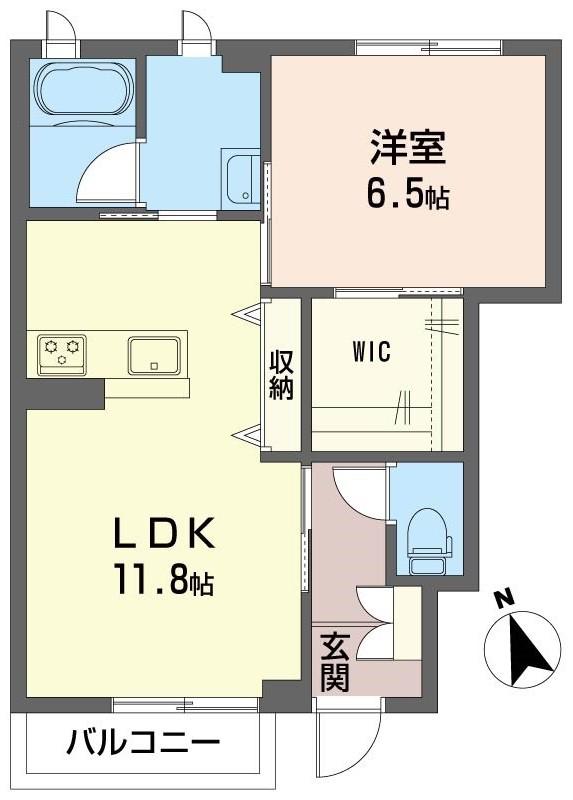 エクラール山田(1LDK/1階)の間取り写真
