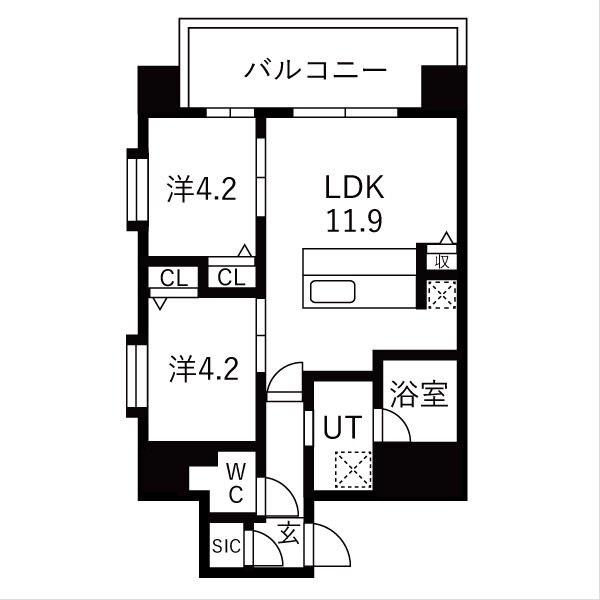 スプランディッド玉造(2LDK/6階)の間取り写真