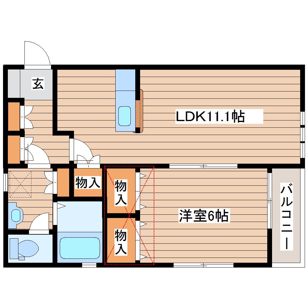 オリゾンG弐番館(1LDK/2階)の間取り写真