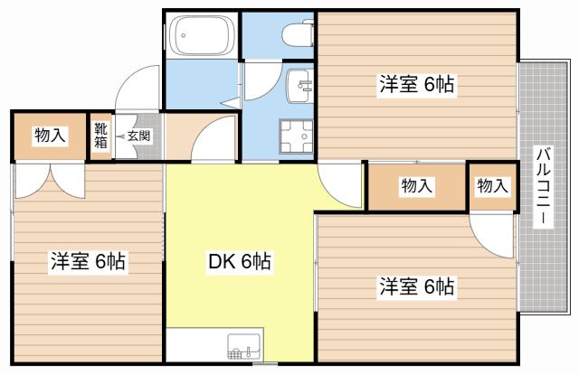 セジュール城南A棟(3DK/2階)の間取り写真