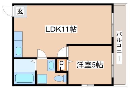 寿ハイツ(1LDK/4階)の間取り写真