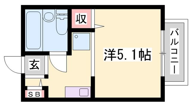 インタービレッジ八代(1K/1階)の間取り写真