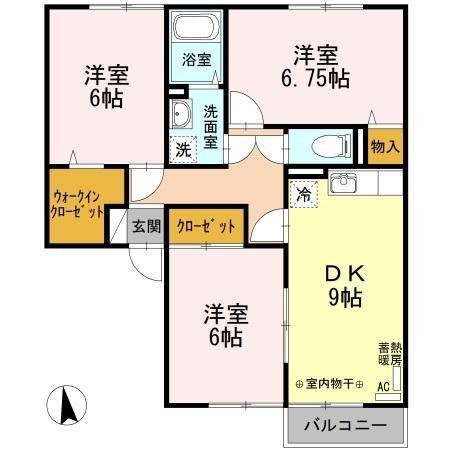 エルフタウン吉久D(3DK/2階)の間取り写真