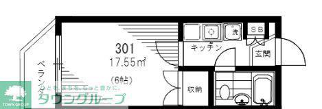 フローラ鶴見(1K/1階)の間取り写真