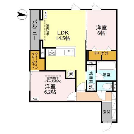 アルカサル(2LDK/2階)の間取り写真