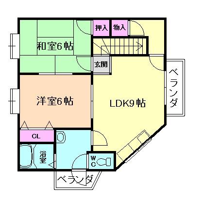 田村ハイツ(2DK/3階)の間取り写真