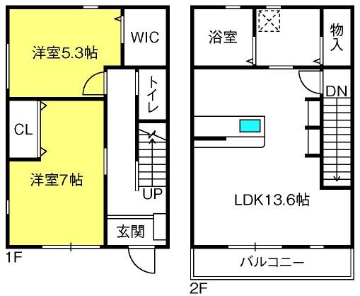 エスペランサ(2LDK/2階)の間取り写真