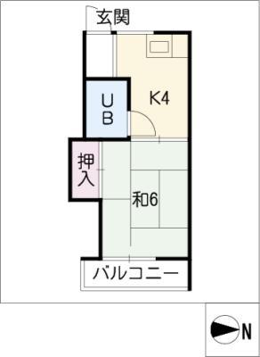 カームハウス(1K/1階)の間取り写真