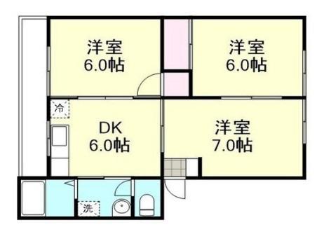 高越マンション(3DK/1階)の間取り写真