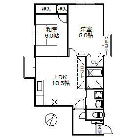 ポラリス山下町(2LDK/1階)の間取り写真