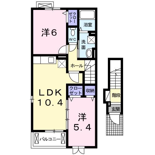 イースト・SIDE 弐番館(2LDK/2階)の間取り写真