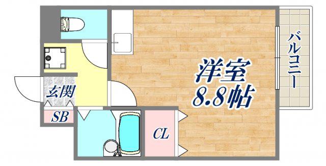 グランツ岡本Ⅲ(ワンルーム/1階)の間取り写真
