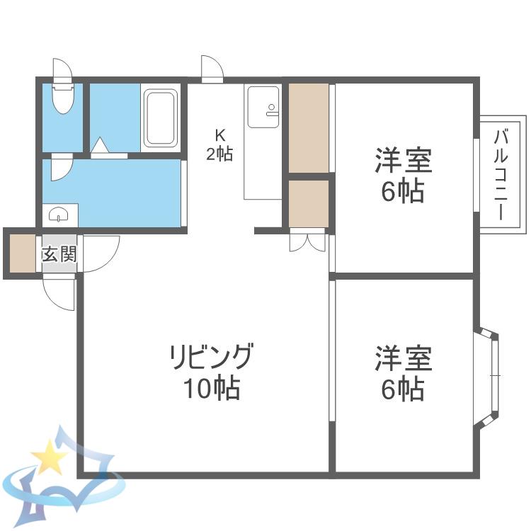 グレースハイツ(2LDK/1階)の間取り写真